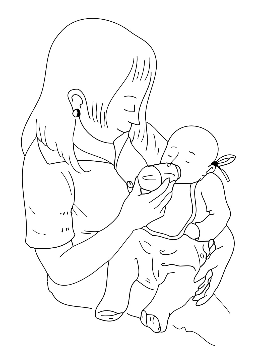 Coloriage Maman Donne Le Biberon À Imprimer à Coloriage Un Une