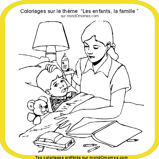 Coloriage Maman Et Son Enfant Malade Dessin Gratuit À Imprimer concernant Coloriage Un Une