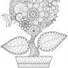 Coloriage Mandala Adulte Pot De Fleurs Petit Arbre Nature tout Coloriage Adulte