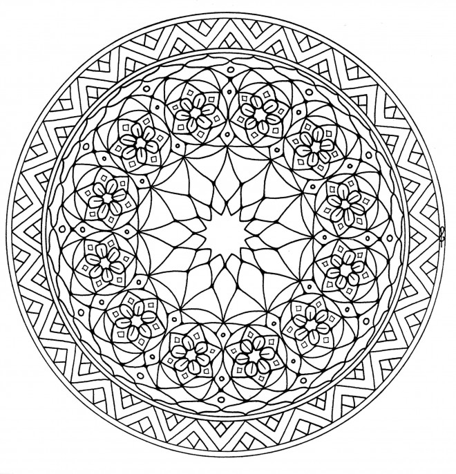 Coloriage Mandala Thérapeutique Difficile Dessin Gratuit À pour Dessin À Colorier Difficile