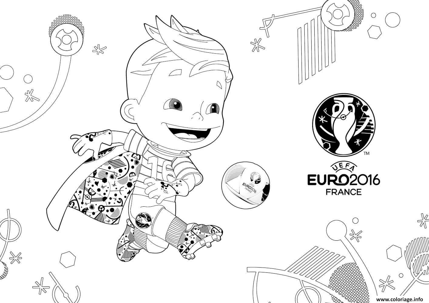 Coloriage Mascotte Euro 2016 France Uefa - Jecolorie concernant Coloriage Euro 2021