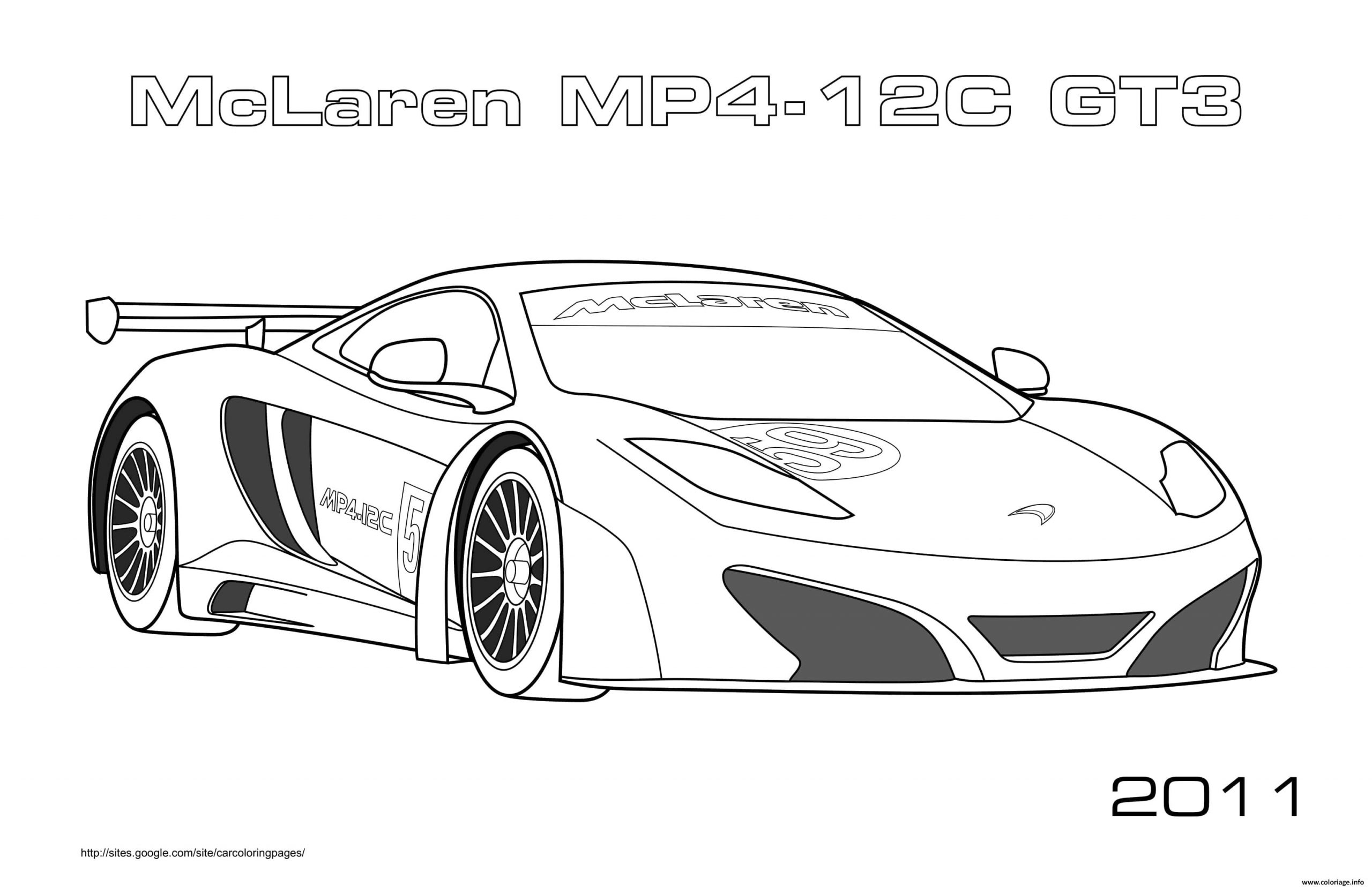 Coloriage Mclaren Mp4 12C Gt3 2011 Dessin Voiture De pour Coloriage Voiture