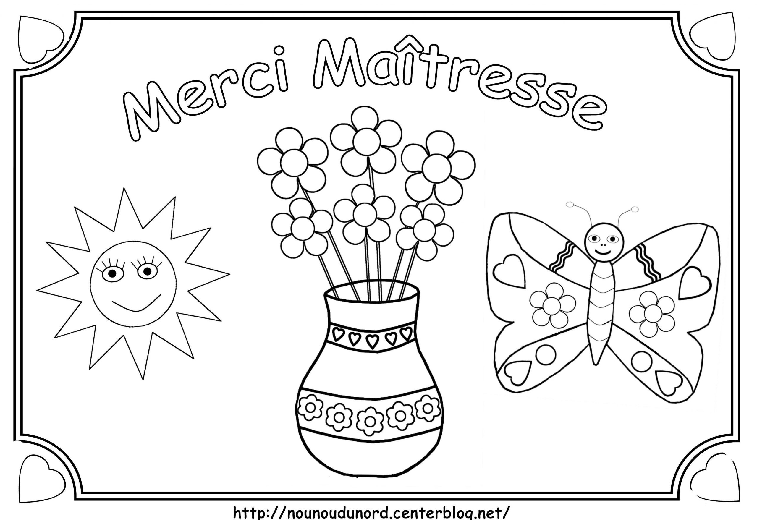 Coloriage Merci Maîtresse pour Coloriage Un Une