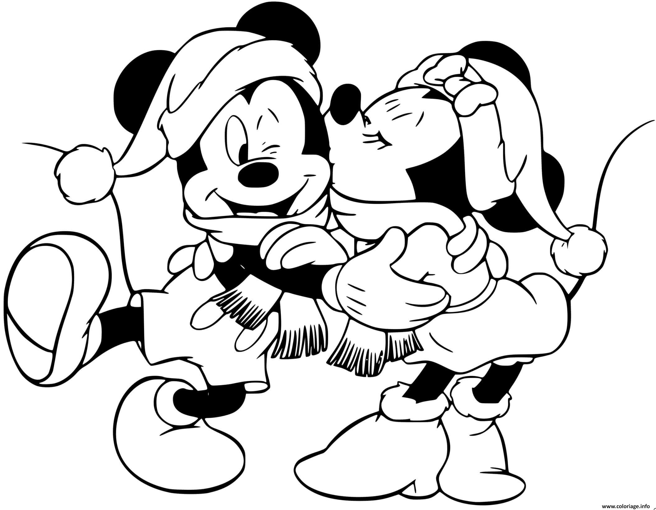 Coloriage Minnie Kissing Mickey Dessin Noel Disney À Imprimer dedans Coloriage Minnie Mouse,