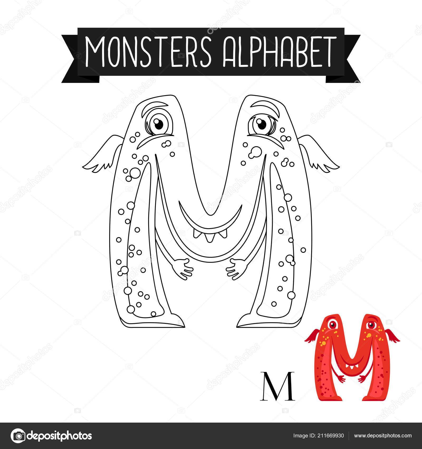 Coloriage Monstres Lettre Alphabet M Image Vectorielle Par dedans Lettre M Coloriage