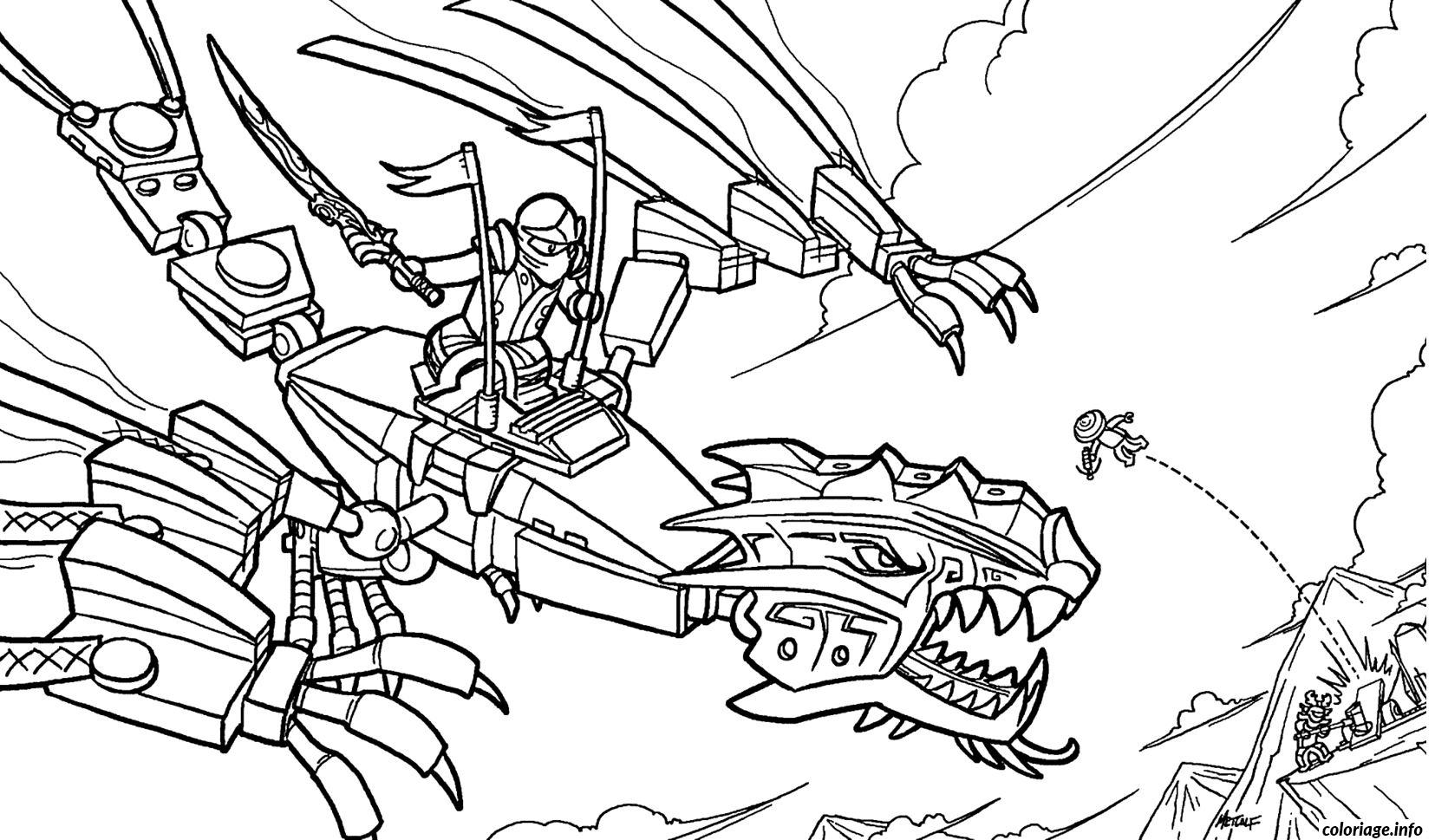 Coloriage Ninjago Sur Un Dragon Ninja Dessin Ninjago À destiné Coloriage Ninjago Saison 9