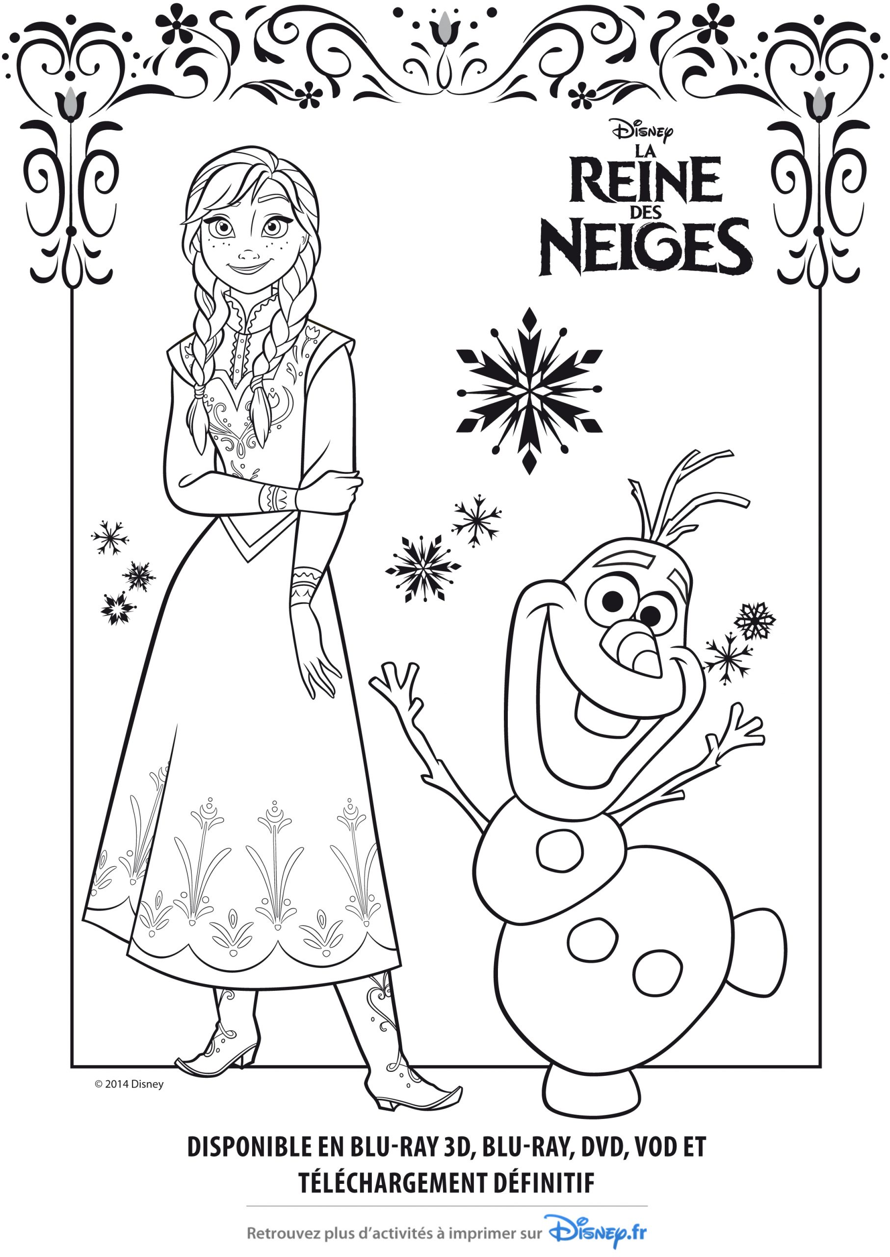 Coloriage Officiel De La Reine Des Neiges- Anna Et Olaf Le pour Coloriage La Reine Des Neiges,