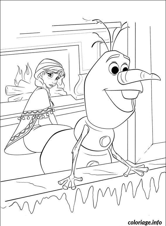 Coloriage Olaf Regarde Par La Fenetre Dessin La Reine Des dedans Coloriage Olaf