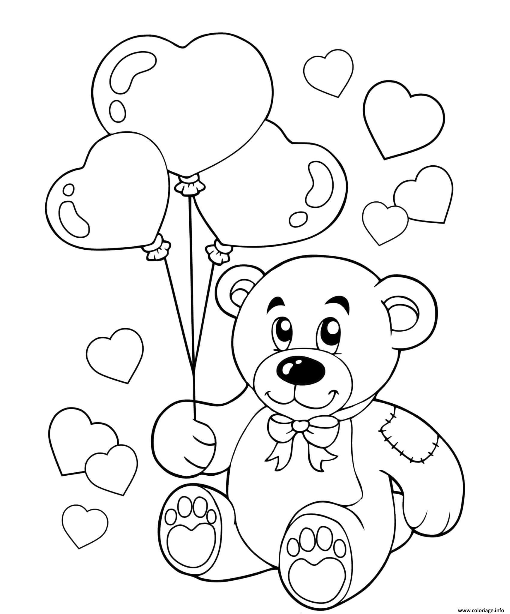 Coloriage Ours En Peluche Avec Des Ballons En Forme De dedans Coloriage Ours Dessin