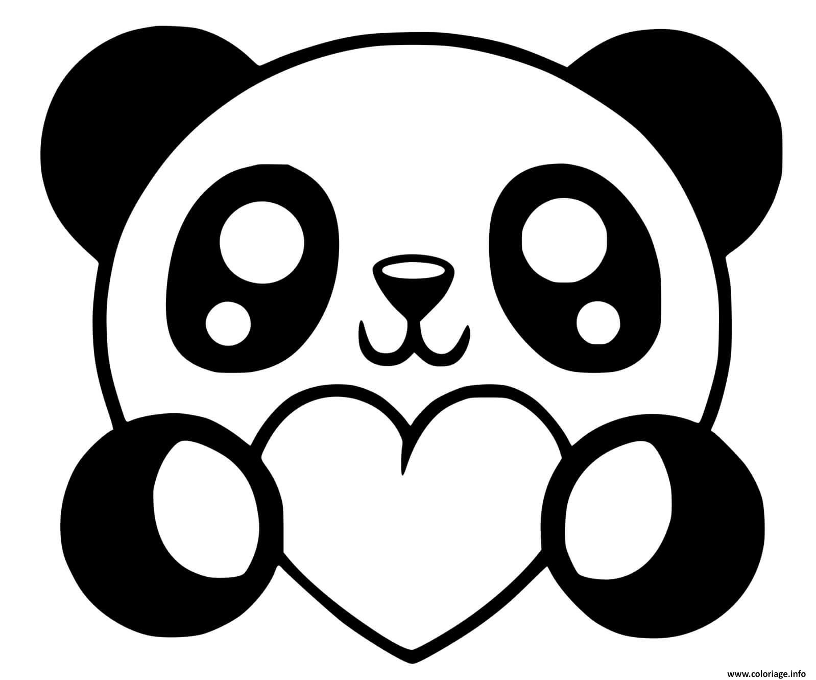 Coloriage Panda Coeur Kawaii Dessin Kawaii À Imprimer destiné Coloriage Dessin Kawaii Animaux