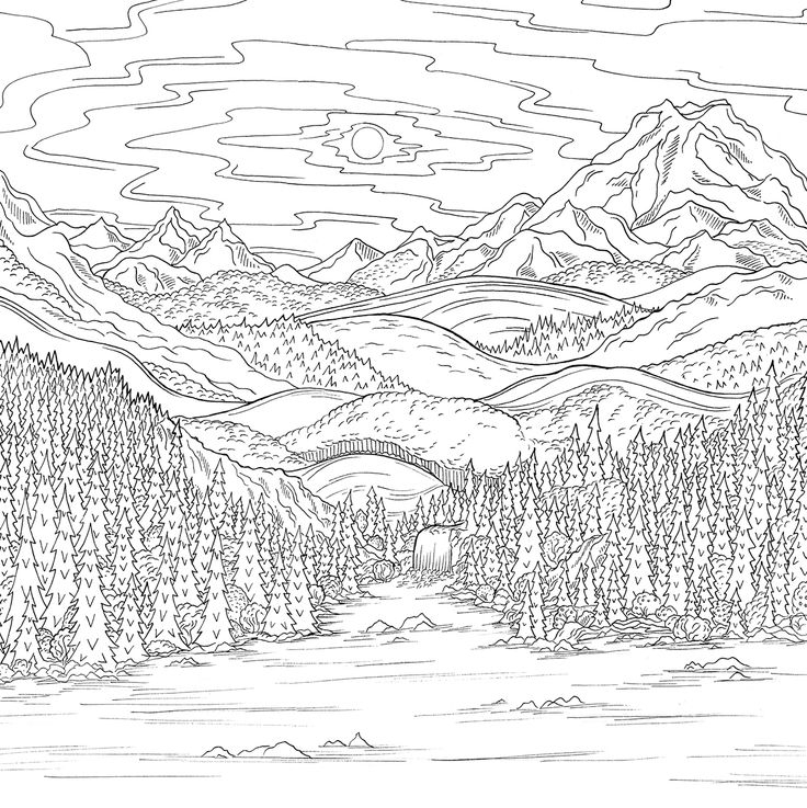 Coloriage Paysages Nature - Dessin Anti-Stress N°1 - Javapix intérieur Coloriage Dessin Nature