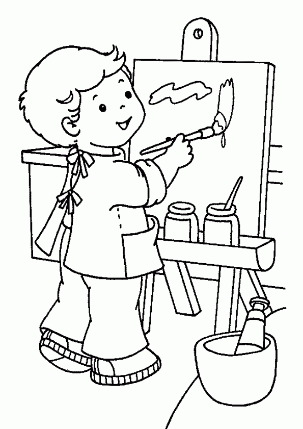 Coloriage Peinture A L&amp;#039;Ecole dedans Coloriage Dessin Ecole