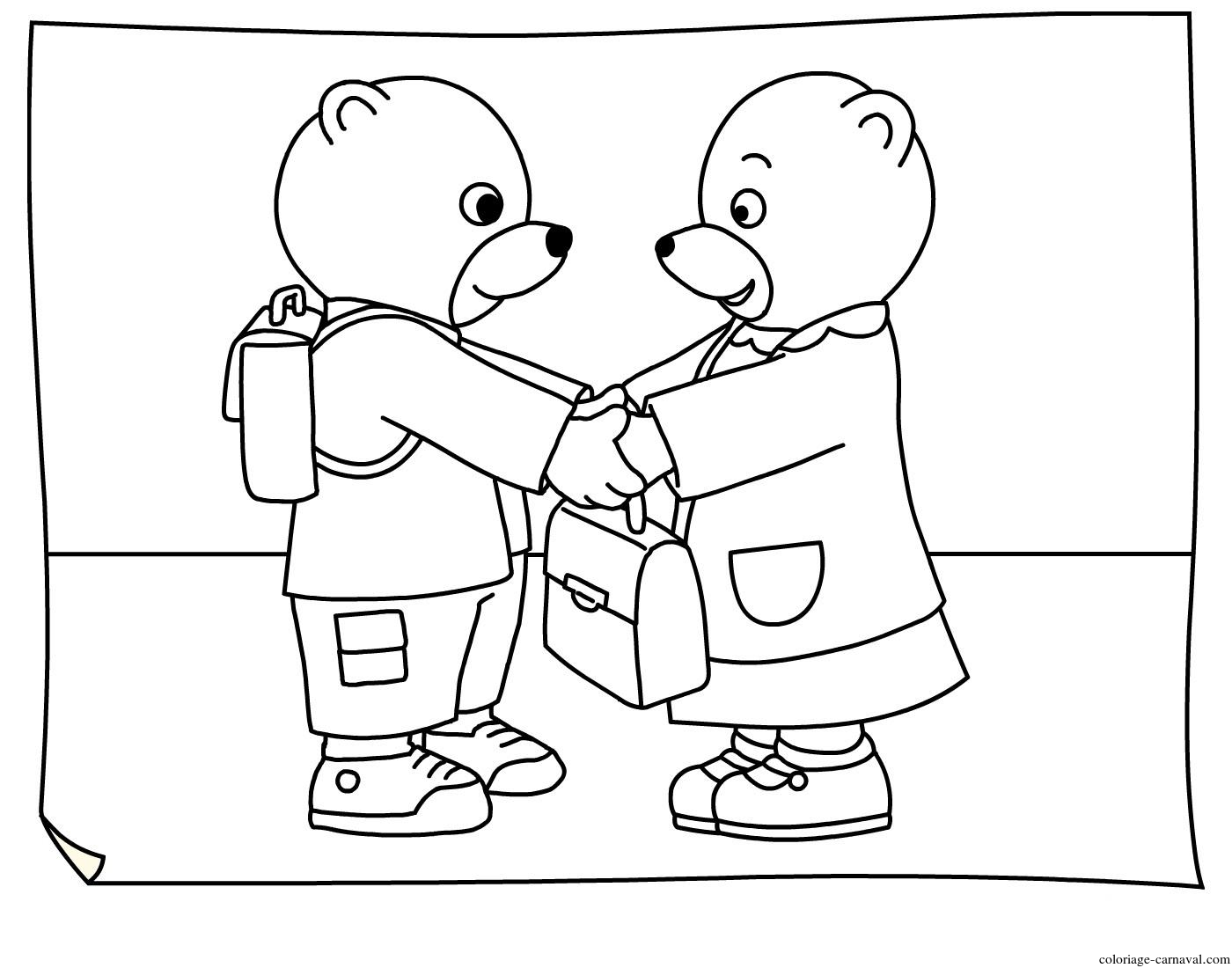 Coloriage Petit Ours Brun Doit Aller A Lecole Dessin pour Coloriage Ours