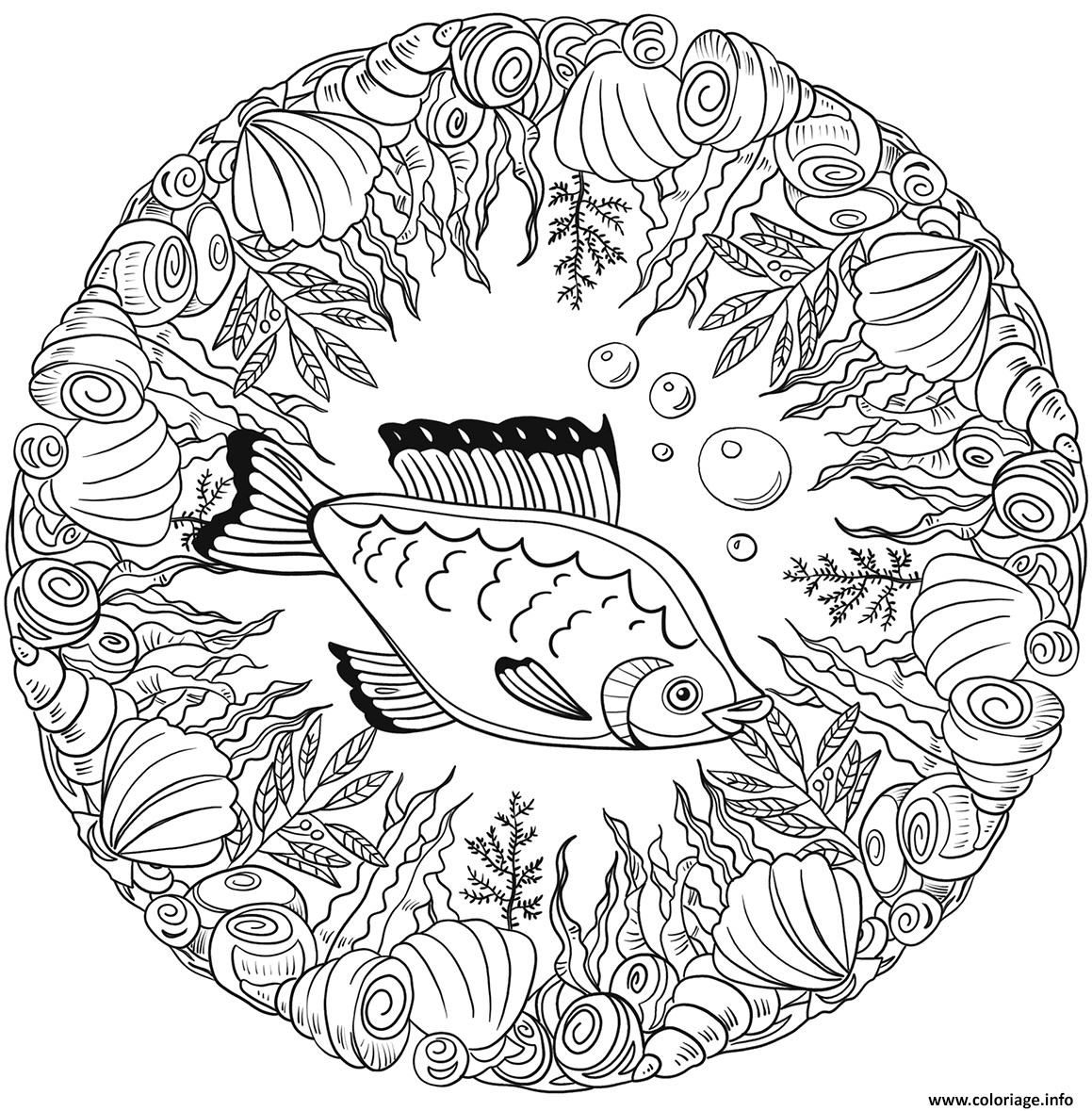 Coloriage Poisson Mandala Par Lesya Adamchuk Dessin concernant Coloriage À Imprimer Mandala Disney