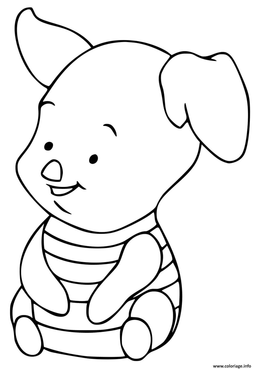 Coloriage Porcinet Petit Cochon De Disney Dessin Disney intérieur Coloriage Kawaii Disney