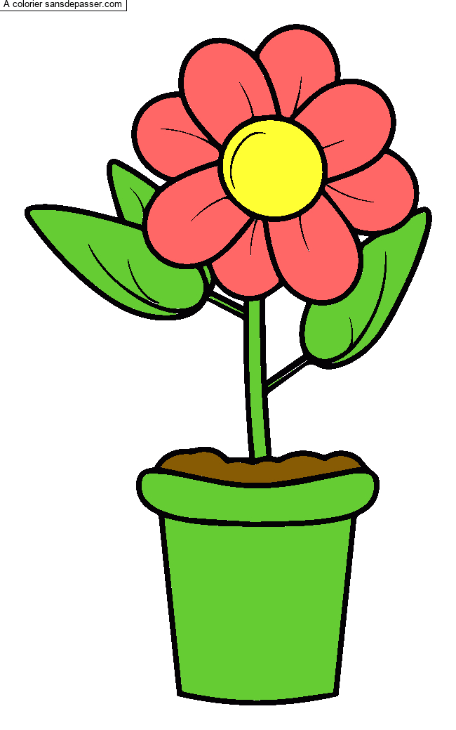 Coloriage Pot De Fleur - Sans Dépasser destiné Dessin Coloriage Vase Sans Fleur