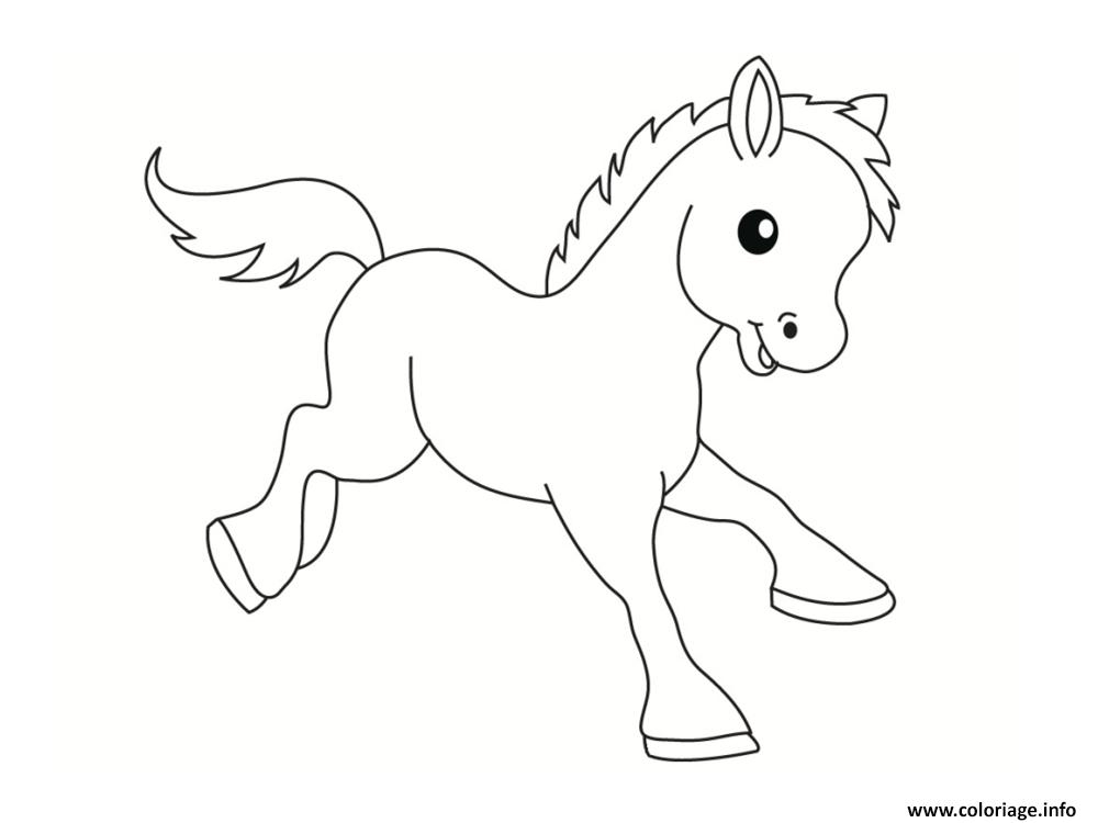 Coloriage Poulain Bebe Poney Heureux Dessin Poney À Imprimer dedans Coloriage À Faire,