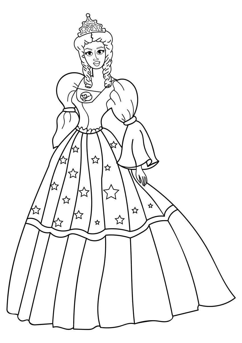 Coloriage Princesse Avec Robe - Coloriages Gratuits À destiné Coloriage Dessin Robe De Bal