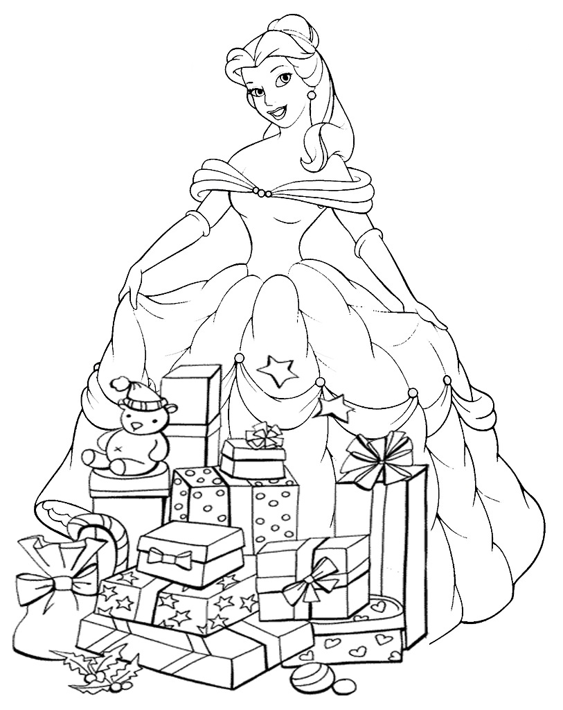 Coloriage Princesse Disney À Noël À Imprimer pour Un Coloriage De Princesse,