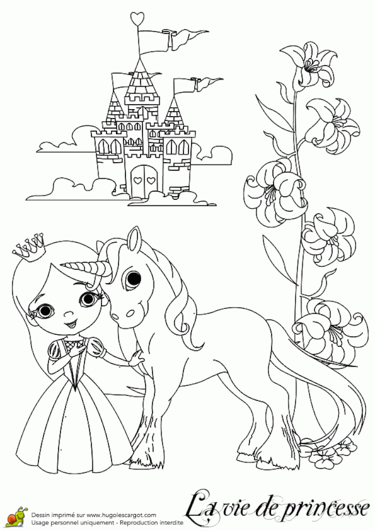 Coloriage Princesse Licorne Et Chateau | Unicorn Coloring encequiconcerne Coloriage Licorne Arc En Ciel,