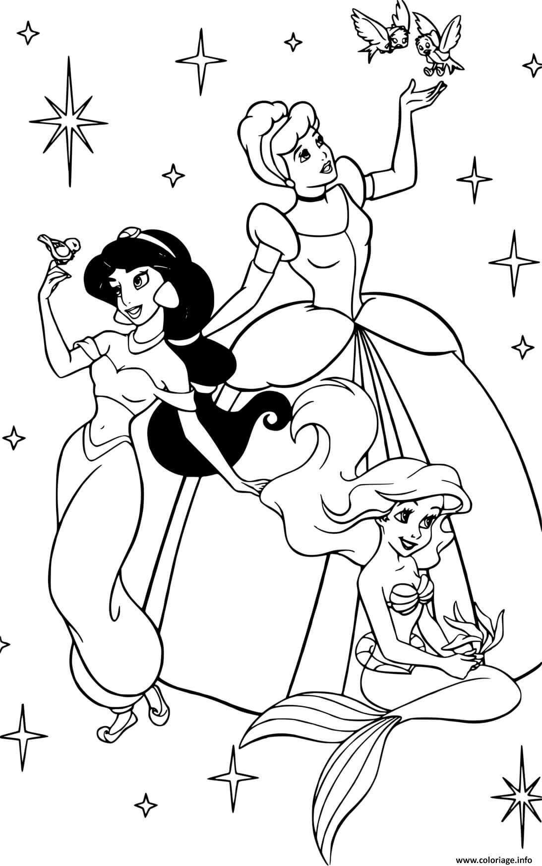 Coloriage Princesses Disney Cendrillon Ariel Jasmine avec Coloriage Jasmine,