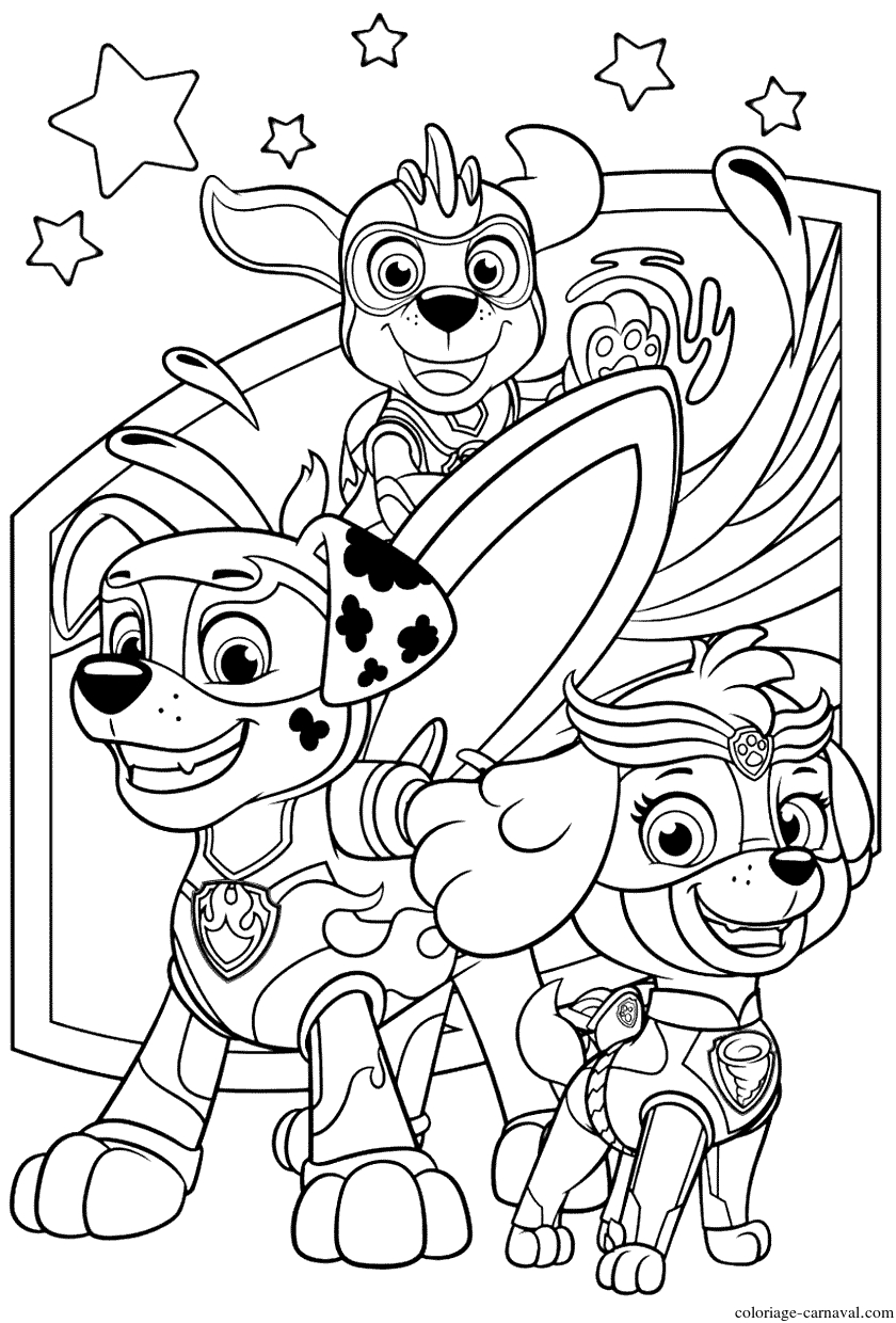 Coloriage Print Pat Patrouille Mighty Pups Dessin Gratuit dedans Coloriage Dessin Animé Pat Patrouille