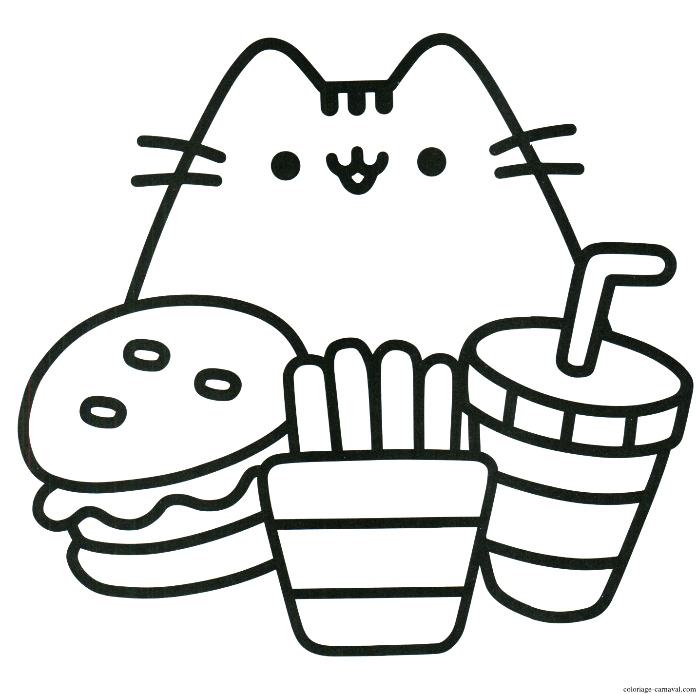 Coloriage Pusheen Pret Pour Manger Burger Boisson Mcdo concernant Coloriage Dessin Hamburger