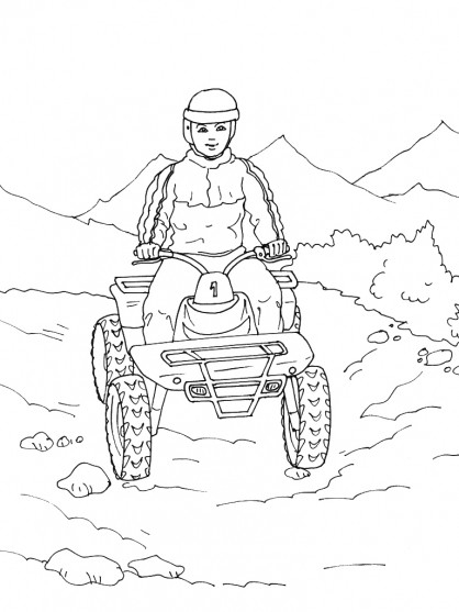 Coloriage Quad Dans La Montagne Dessin Gratuit À Imprimer avec Dessin Quad
