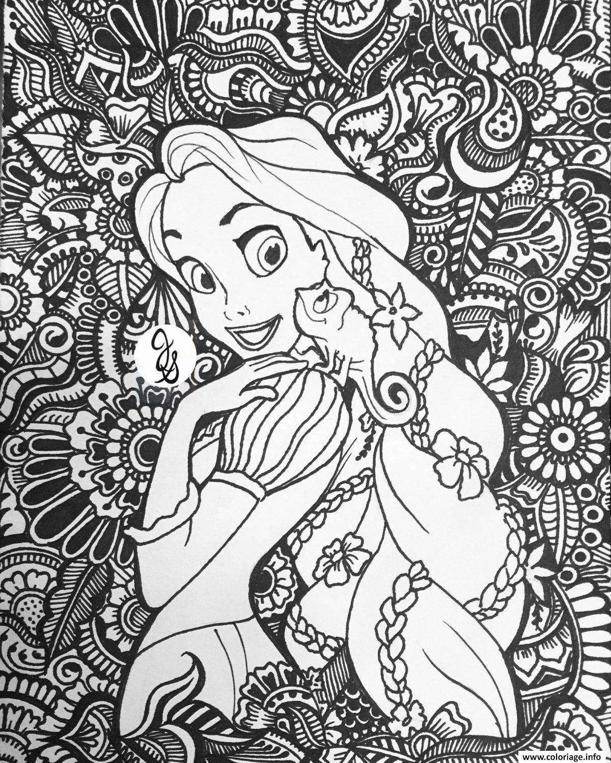 Coloriage Raiponce Disney Adulte Dessin Disney Adulte À dedans Coloriage Raiponce