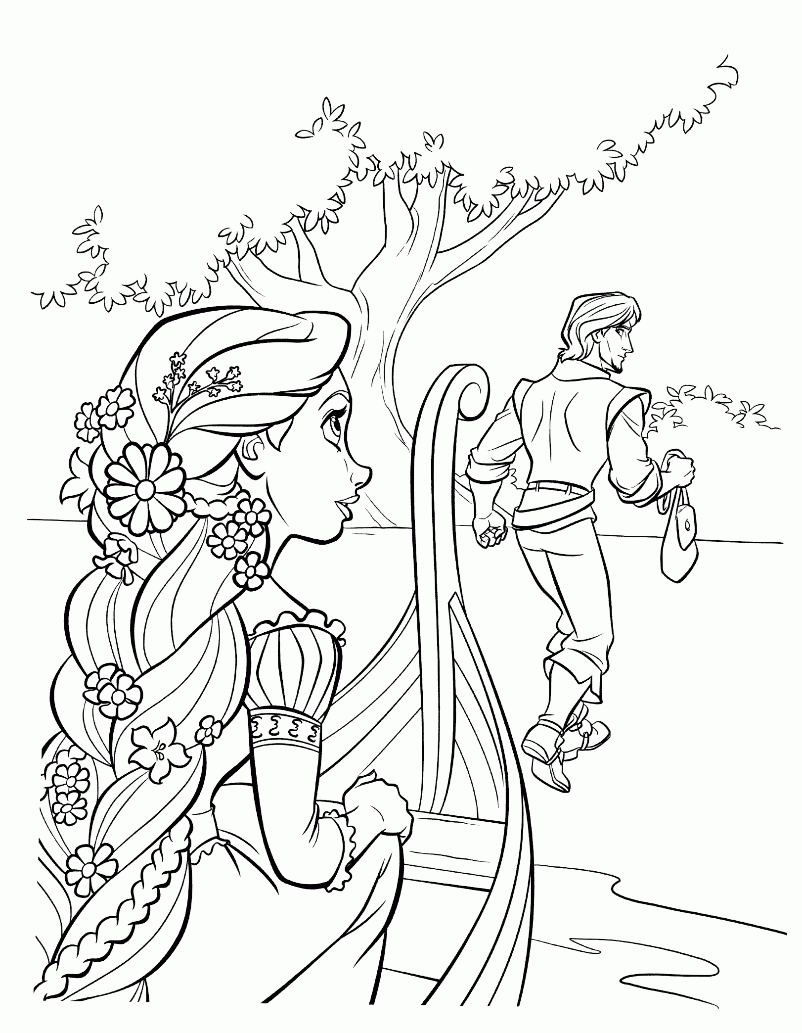 Coloriage - Raiponce Et Flynn Voyage avec Coloriage De Raiponce,