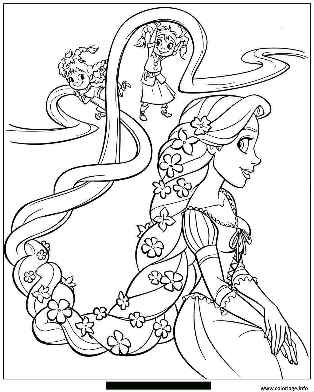 Coloriage Raiponce Et Sa Belle Coiffure Dessin Raiponce À avec Coloriage De Raiponce,