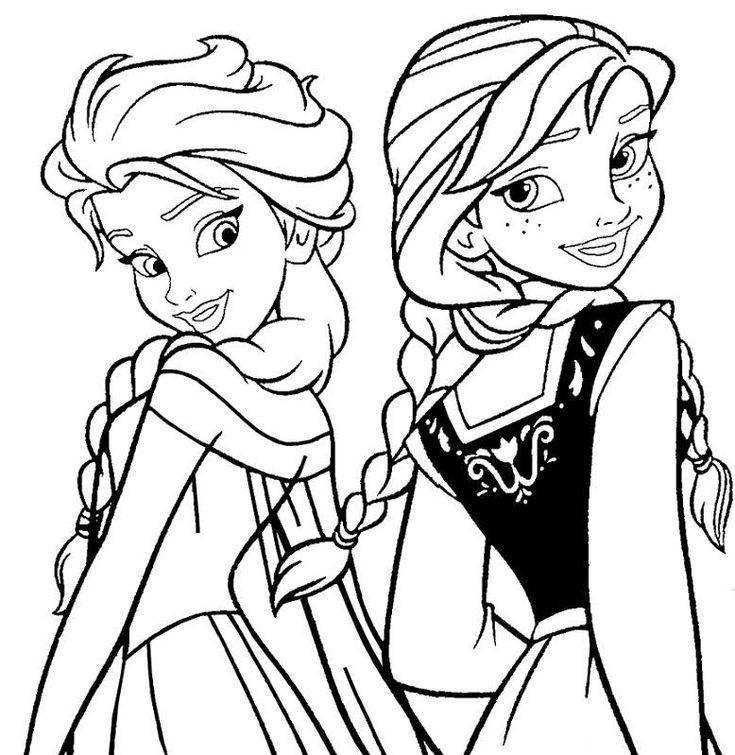 Coloriage Reine Des Neiges - Anna Et Elsa - 2 - Disney tout Coloriage Frozen 2