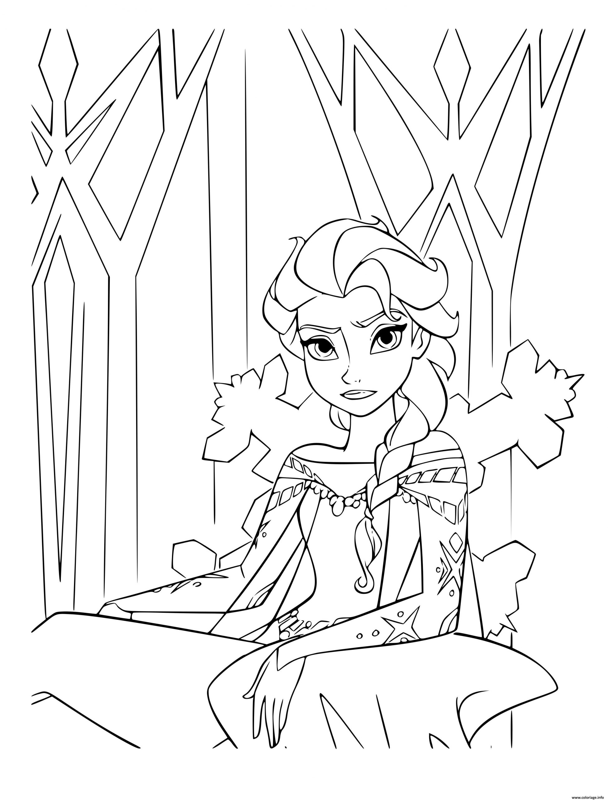 Coloriage Reine Des Neiges Elsa Frustre Disney Dessin Elsa tout Frozen 2 Coloriage