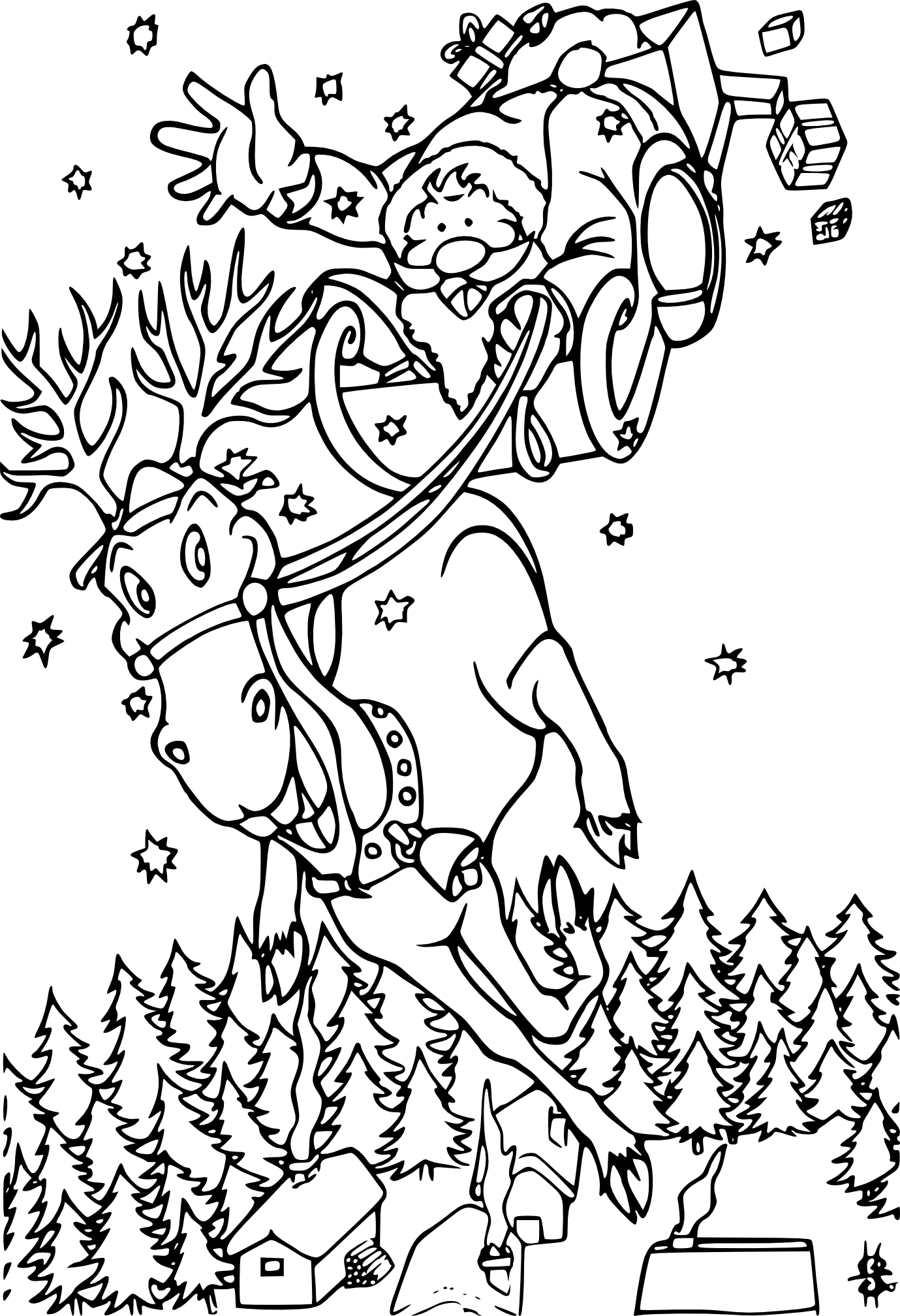 Coloriage Renne Et Père Noël À Imprimer à Coloriage À Imprimer Om