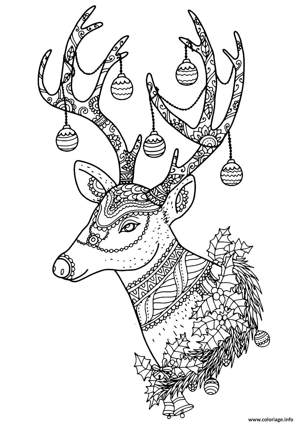 Coloriage Renne Noel Pour Adulte Difficile Dessin Renne De serapportantà Dessin Coloriage Pdf