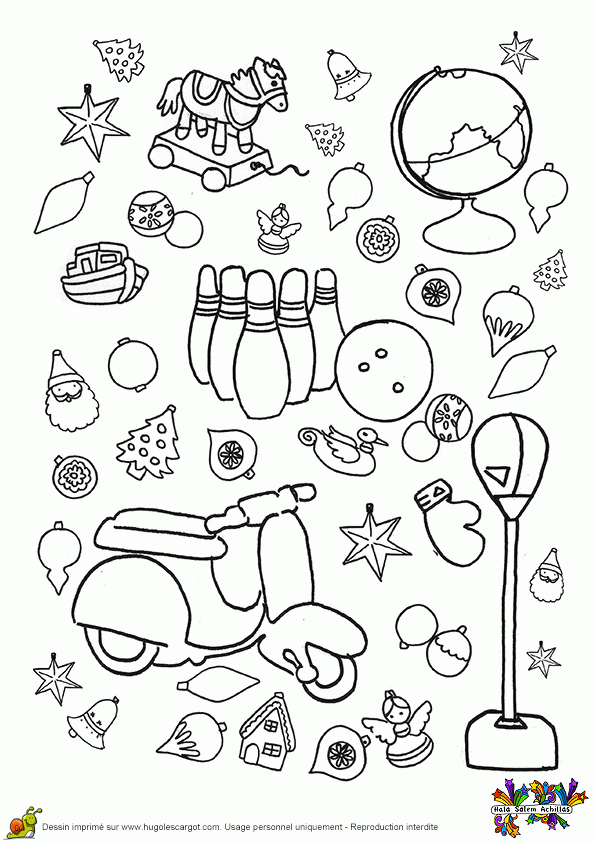 Coloriage Scooter Quilles Et Globe Sur Hugolescargot avec Coloriage Quille