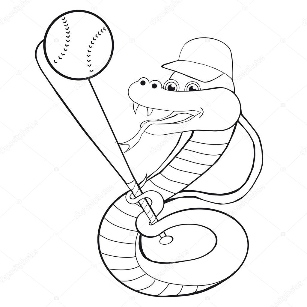 Coloriage Serpent Livre Joue De Baseball. Style Cartoon destiné Serpent S Dessin