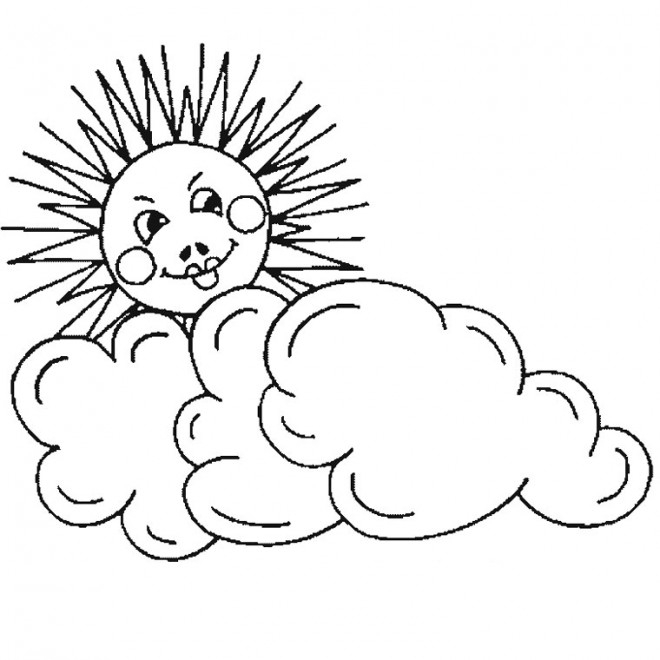 Coloriage Soleil Nuage Crayon Dessin Gratuit À Imprimer pour Coloriage Dessin Nuage