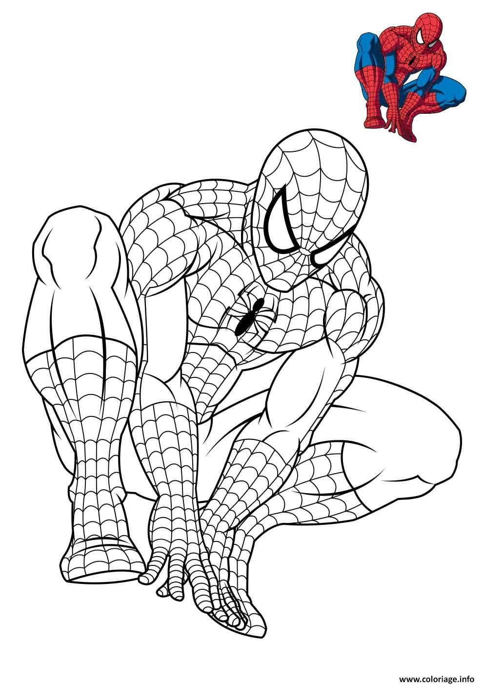 Coloriage Spiderman 3 En Reflexion Dessin À Imprimer tout Dessin De Spiderman,