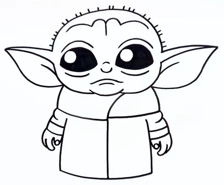 Coloriage The Mandalorian : Bébé Yoda 7 tout Coloriage Yoda