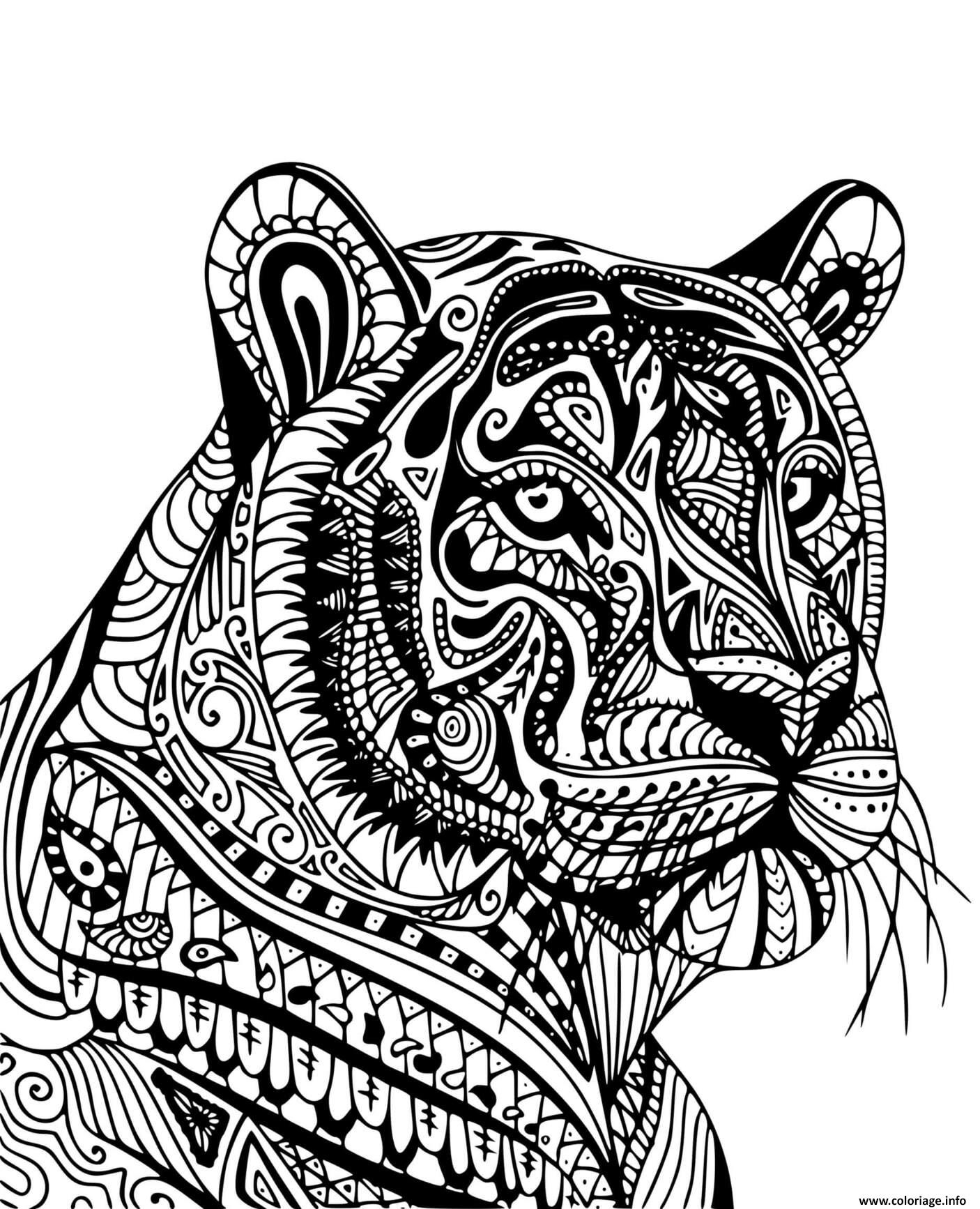 Coloriage Tigre Adulte Mandala De Profil Dessin Tigre À concernant Coloriage Mandala Dessin A Imprimer