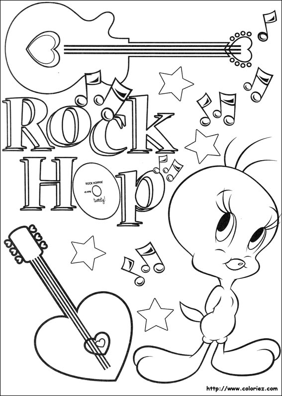 Coloriage - Tweety Rock&amp;#039;N Roll tout N Coloriage