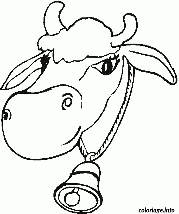 Coloriage Une Vache Avec Une Cloche Dessin Animaux À Imprimer pour Coloriage Dessin Vache