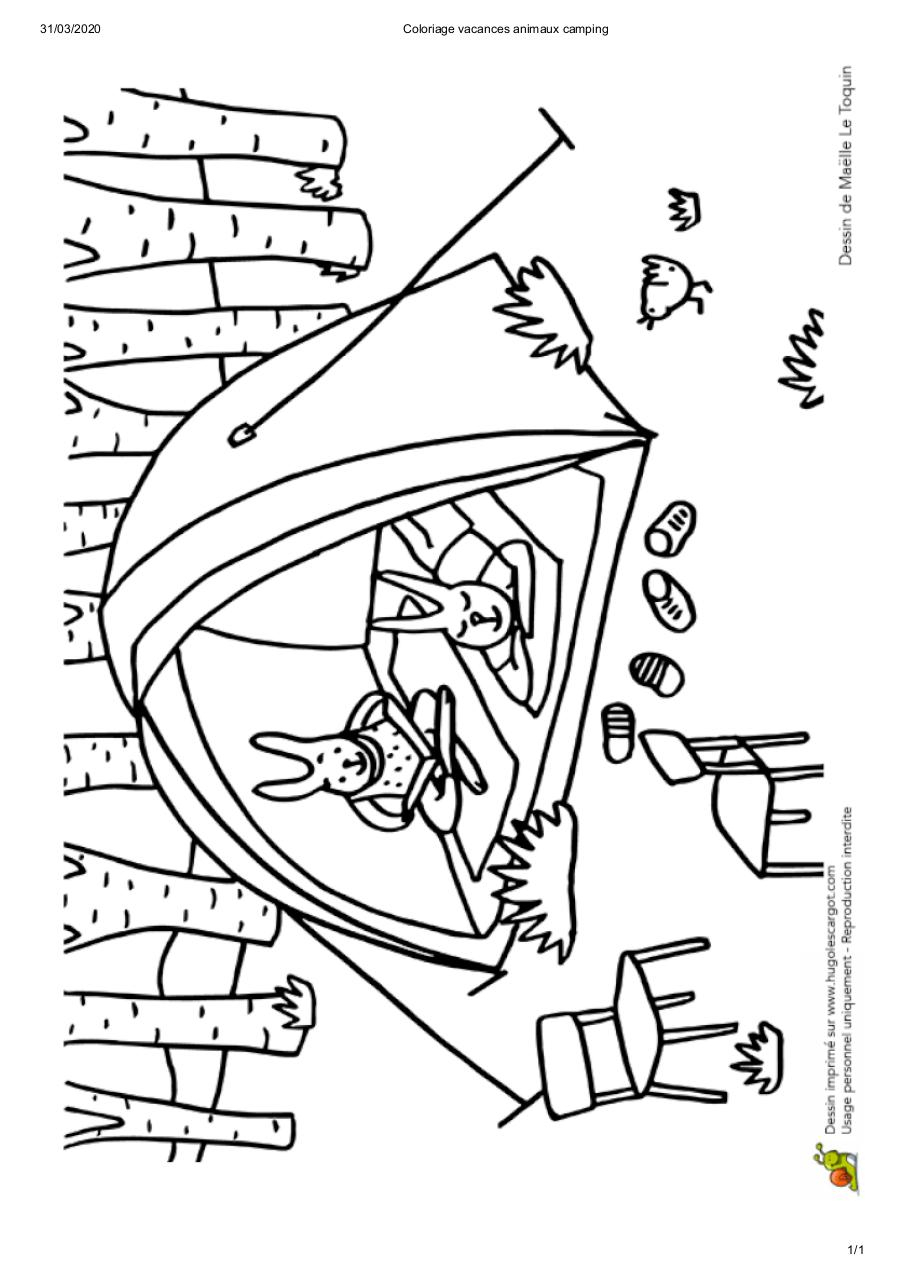 Coloriage Vacances Animaux Camping - Fichier Pdf tout Coloriage Vacances