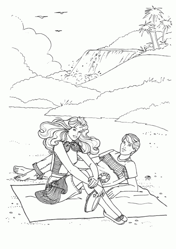 Coloriage Vacances Barbie Et Ken pour Coloriage E.t