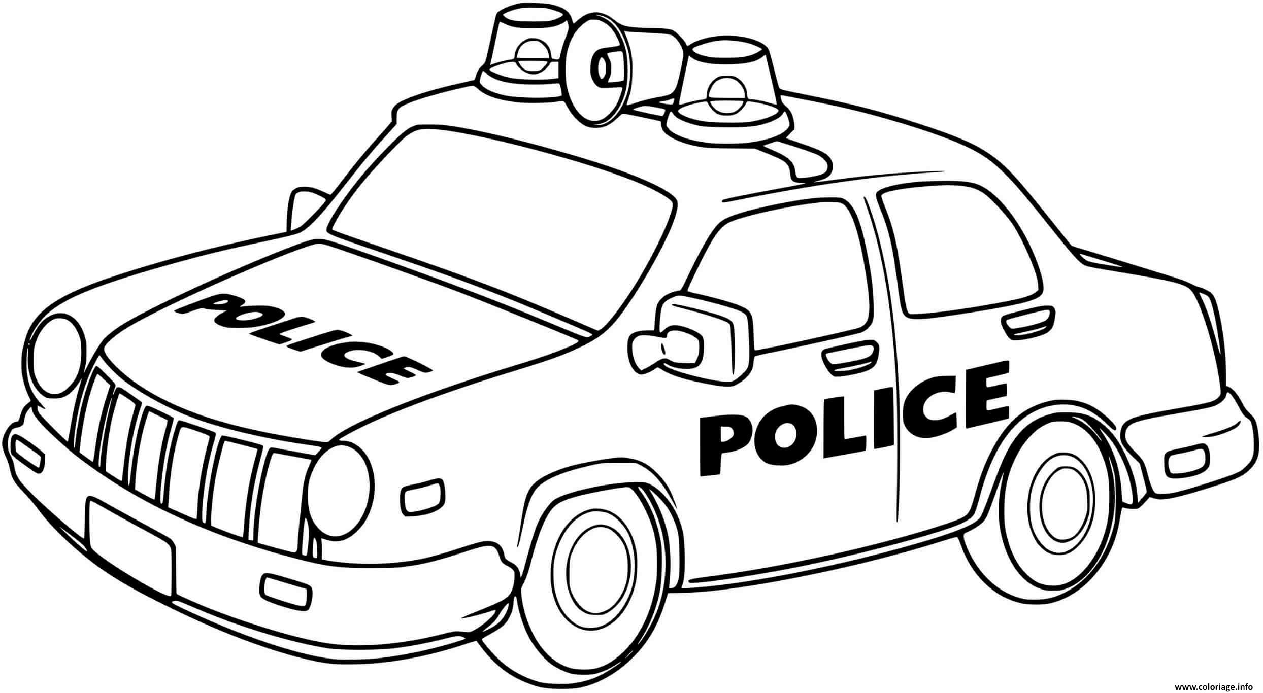 Coloriage Voiture De Police Facile Simple Dessin Voiture pour Coloriage De 4X4