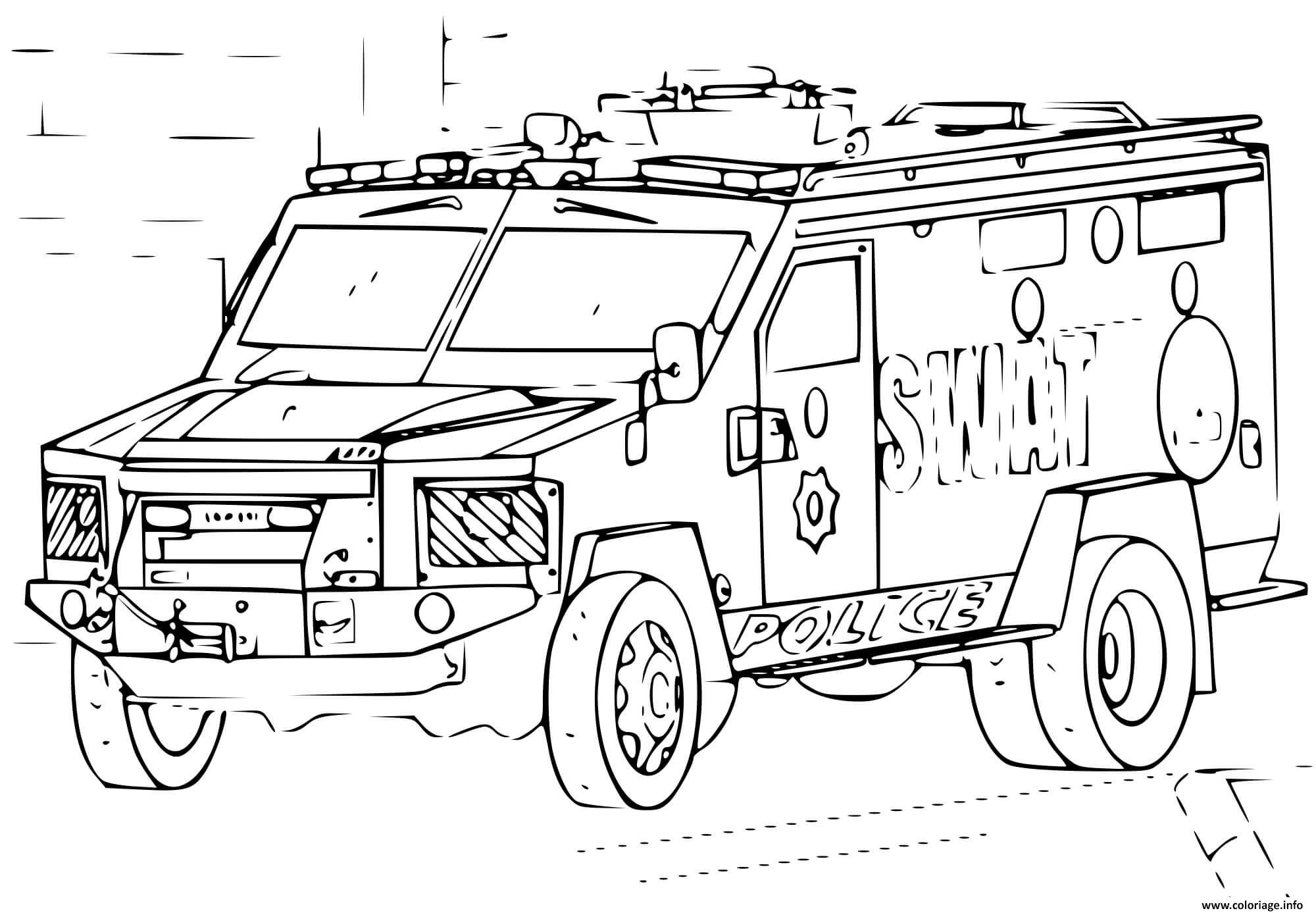 Coloriage Voiture Swat 4X4 Police Dessin 4X4 À Imprimer serapportantà Dessin 4X4 Facile