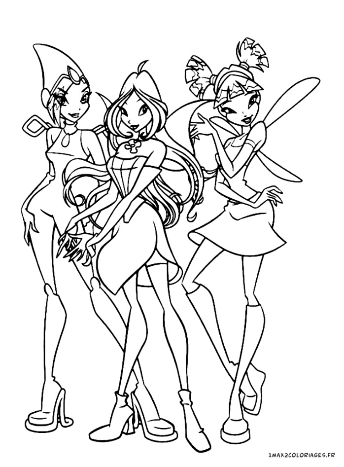 Coloriage Winx Club, Tecna, Flora Et Musa A Imprimer avec Coloriage Winx