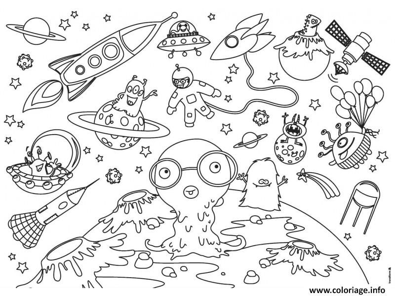 Coloriage Xxl Espace Planete Extra Teresstre - Jecolorie intérieur Dessin Xxl