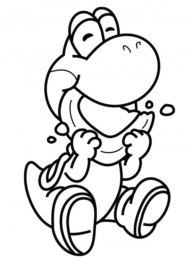 Coloriage Yoshi Mange En Couleur Dessin Gratuit À Imprimer pour Coloriage Yoshi